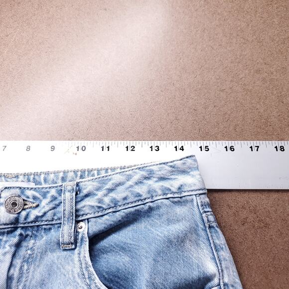 Forever 21 Premium Wide Straight Leg Cargo Jeans Sz 27 Blue Lt Wash Streetwear - Picture 5 of 12